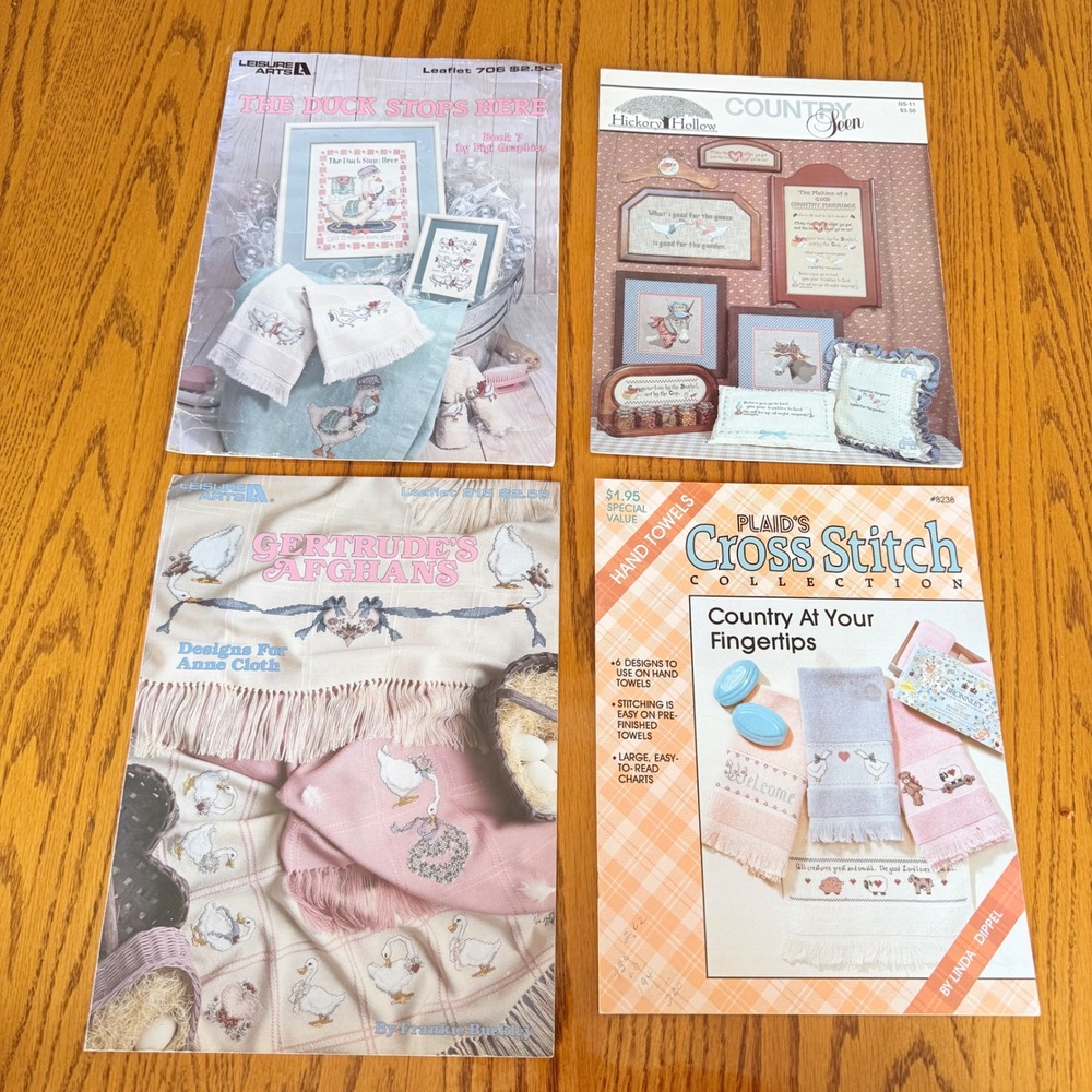 Cross Stitch Patterns Lot 4The Duck Stops Here Afghans Country Soon Hand Towels